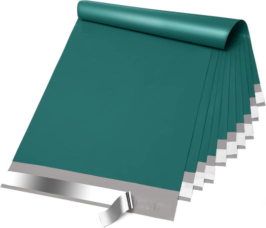 Fuxury Poly Mailers 10x13 Inch 100 Pcs, Waterproof Shipping Bags for Clothing, Strong Adhesive Shipping Envelopes for Small Business, Self Seal Mailers Poly Bags Mailing Envelopes Forest Green