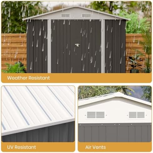 Patiowell 8 x 12 FT Outdoor Storage Shed, Metal Storage Shed - Image 4