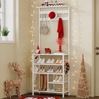 GiftGo Modern White Large 5-Tier Hall Tree Entryway Wooden Shoes Rack Shelf by GiftGoDirect