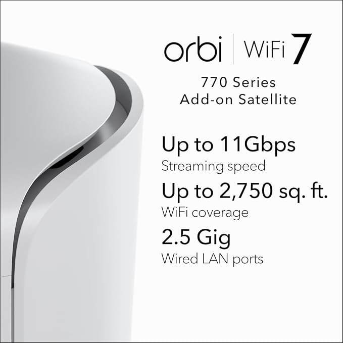 NETGEAR Orbi 770 Series Tri-Band WiFi 7 Mesh Add-on Satellite – Works - Image 2