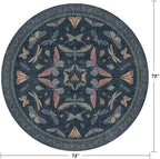 Dark Blue Vintage Playroom Round Rug 6ft, Washable Soft Area Rug - Image 2