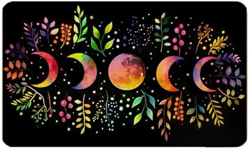 Boho Botanical Moon Phase Doormat 16X24inch, Witchy Sun Moon Celestial Floor Mat by Unknown