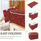 Bolaz Red Rose Leaves Pattern Storage Bins - Image 4
