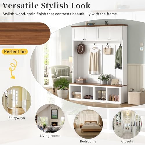 Quarte Elegant Wood-Grain Hall Tree - Image 7