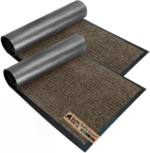 GORILLA GRIP Traffic Guard Indoor Outdoor Heavy Duty Door Mat, 29x17 Brown by GorillaGrip