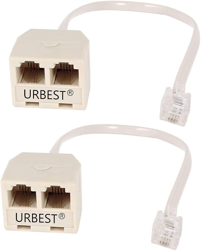 URBEST 2 PCS RJ11 Male to Female Two Way Telephone Splitter Converter Cable by URBEST