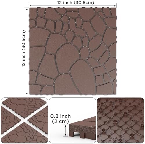 Patio Deck Tiles, Interlocking Deck Tiles, PP Outdoor Floor Tiles, Stone - Image 3