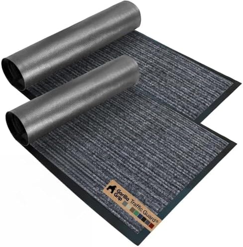 GORILLA GRIP Traffic Guard Indoor Outdoor Heavy Duty Door Mat, 35x23 Gray by GorillaGrip