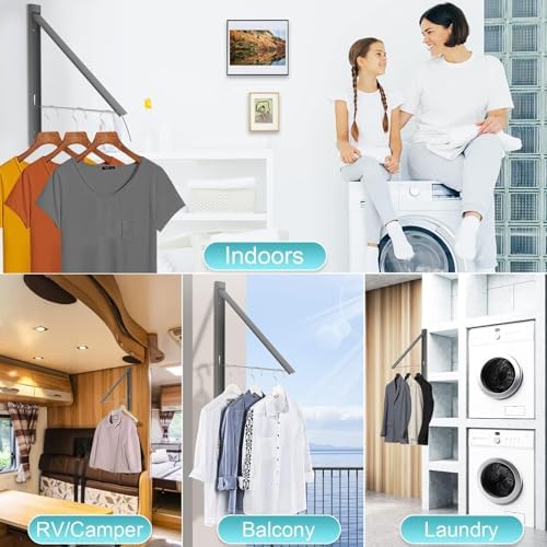 Foldable Wall Mount Drying Rack, Space Saving Gray - Image 4