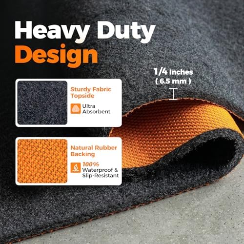 Heavy-Duty Garage Floor Mat, 1/4" Thick Absorbent Oil Spill Mat - Image 4