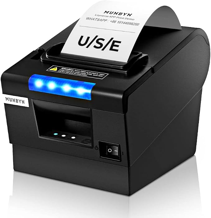 MUNBYN Receipt Printer P068, 3 1/8" 80mm Direct Thermal Printer, POS Printer by MUNBYN