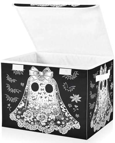 Bolaz Storage Bins with Lids and Handles, Cartoon Ghost Storage Box Basket with by Unknown