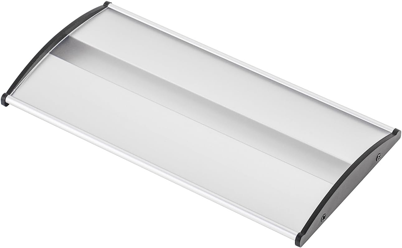 2 Pcs Aluminum Office Name Plate Holder for Door Wall Mount 8'' x 4'' Business Sign Holder Office Door Sign Sturdy Curved with Adhesive Tape and Plastic Film Included, Paper Inserts NOT Included