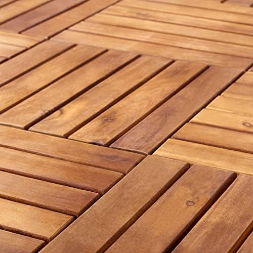 SAFAVIEH Outdoor Collection Osaka Natural Acacia Wood 6-Slat Interlocking Floor - Image 5