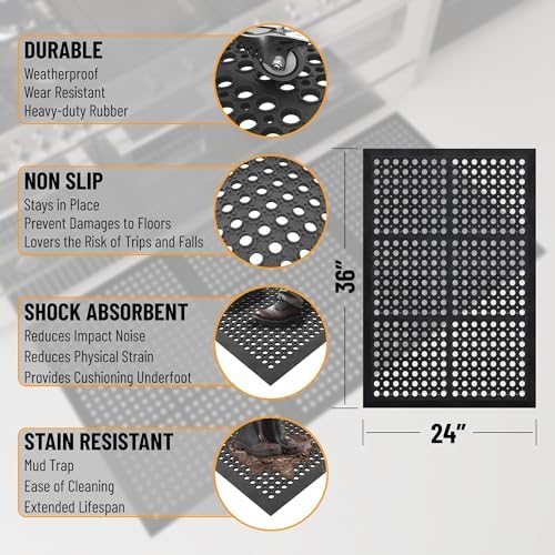 Ottomanson Heavy Duty Rubber Floor Mat – Non-Slip, Waterproof, Restaurants - Image 3