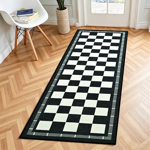 Jute Checkered Runner Rug, 2x6 Outdoor Runner Rugs, Washable Hallway Runner - Image 2