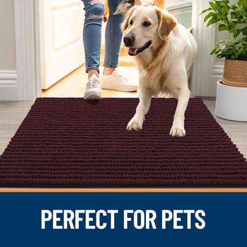 OLANLY Dog Door Mat for Muddy Paws 44x24, Extra Absorbent Chenille Mud Mat - Image 6