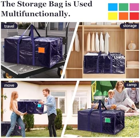 12 Pack Moving Bags with Full-Open Side Zipper, Extra Large 93L Heavy Duty - Image 4