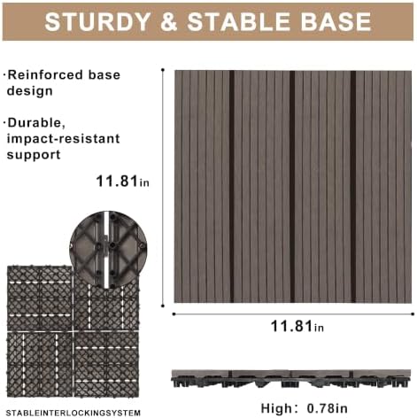 9 Pack Composite Interlocking Deck Tiles, Straight Grain Deck Tiles - Image 3
