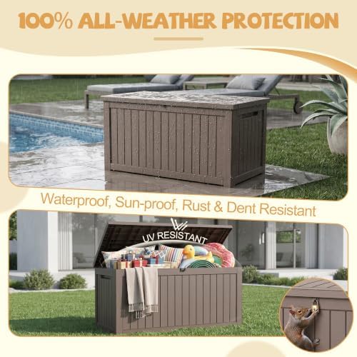 EFU Outdoor Storage Box Waterproof, 360 Gal Gen 2 Resin Deck Box Gas Struts - Image 6
