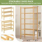 ROMGUAR CRAFT 6-Tier Bamboo Small Shoe Rack, Free Standing Wood Shoe Shelf - Image 3