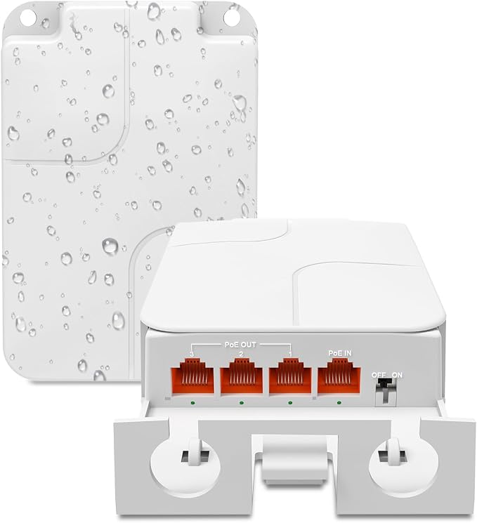 YuanLey Outdoor 2.5 Gigabit PoE Extender 1 in 3 Out, 4 Port 2.5Gbps PoE by YuanLey