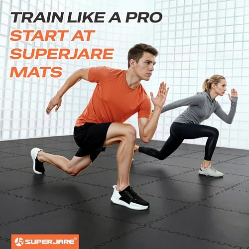 SUPERJARE 0.56'' Thick 192 Sq Ft Rubber Top Gym Flooring - Image 3