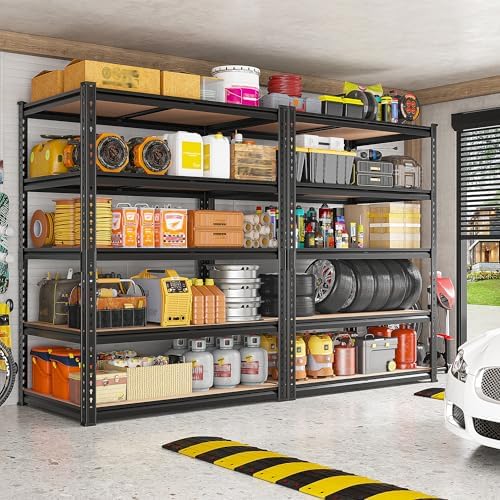 REIBII 3 Pack Garage Shelving, 5 Tier Heavy Duty Metal Racks - Image 2