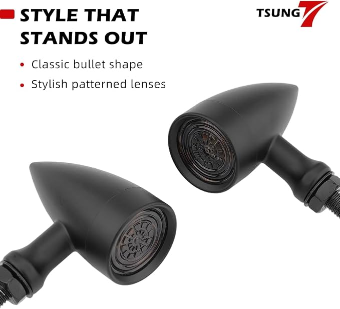 TSUNG Universal Motorcycle LED Turn Signals Small Bullet Front Rear Blinkers - Image 5