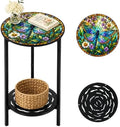 2-Tier Metal Round Side Table Accent Coffee Tables Small Space Corner Plant by Unknown