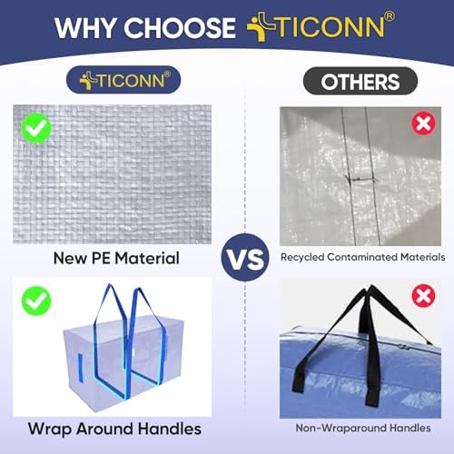 TICONN 12 Pack Extra Large Moving Bags Heavy Duty - Image 2