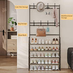 Coat Rack Shoe Rack With Storage Hooks Standing Organizer 4 Tier - Image 2