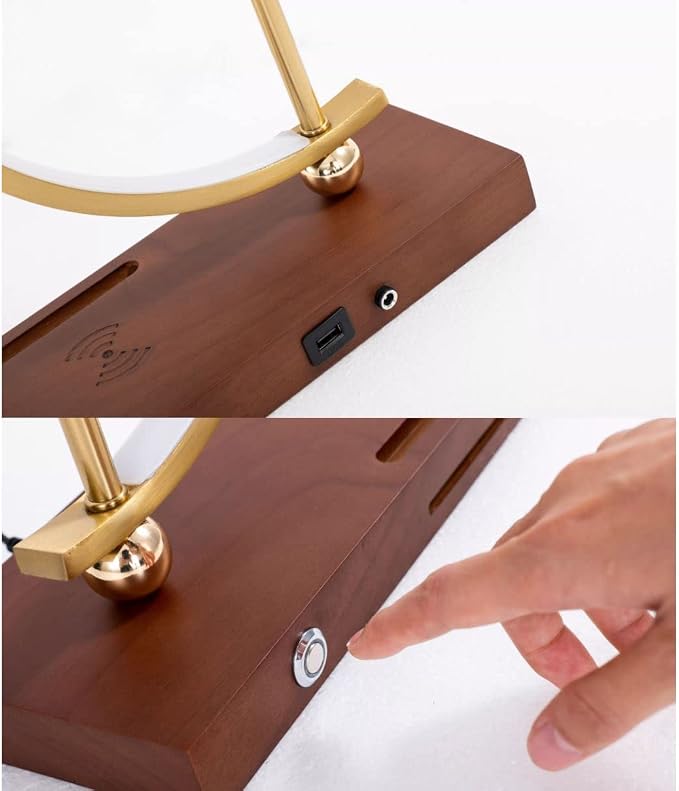 'Golden Time' Clock | Table Lamp | Qi Wireless and USB Charger - Image 4