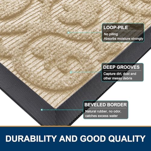 Smiry Front Door Mat Outside Entrance, Low Profile Rubber Doormat - Image 4