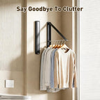 Clothes Drying Rack, Laundry Room Wall Mounted Retractable Clothes Hanger - Image 4