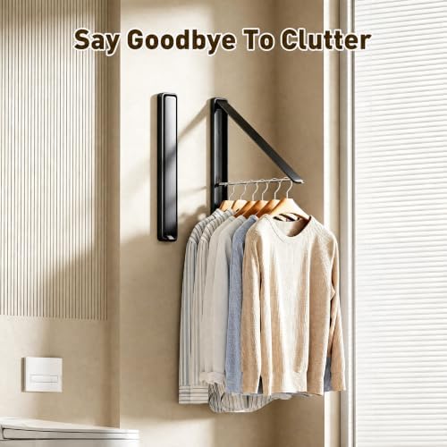 Clothes Drying Rack, Laundry Room Wall Mounted Retractable Clothes Hanger - Image 4