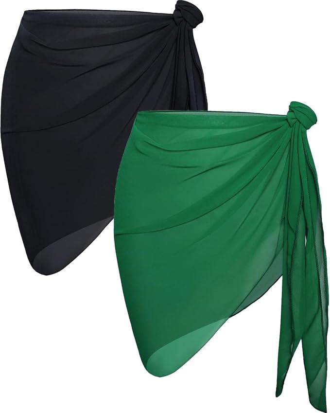 CHICGAL 2 Pieces Women Beach Sarong Bathing Suit Wrap Skirt Sheer Bikini by CHICGAL