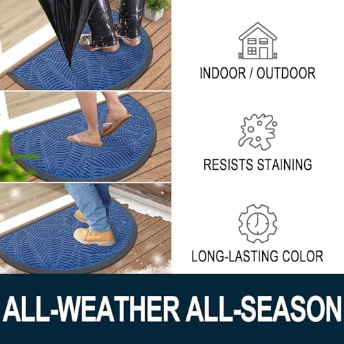 Colorxy Half Circle Waterproof Door Mat, Sturdy Rubber Doormat - Image 4