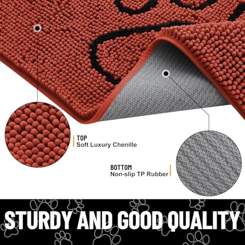 Smiry Dog Door Mat for Muddy Paws, Absorbent Non Slip Dirt Trapper - Image 4