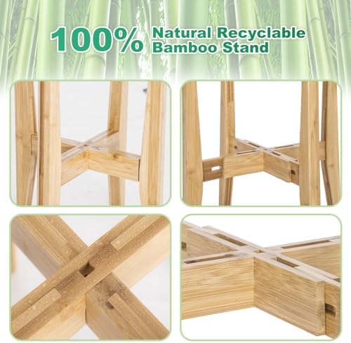 Rnined Plant Stand Indoor, Bamboo Plant Shelf, Adjustable Corner Plants Flower - Image 5
