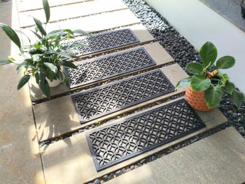 Stair Treads — 4 Pack 10x30 inch Lattice Links Rubber Stair Mats - Image 5