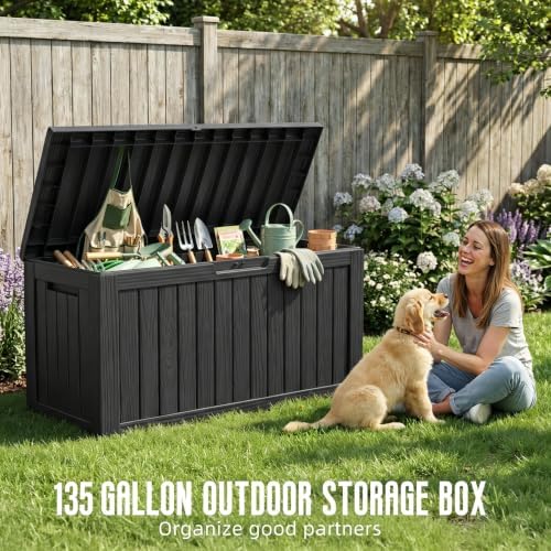 DRATO 135 Gallon Deck Boxes Outdoor Waterproof Storage Box - Image 2