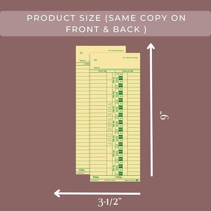 Time Clock Cards Front Load Manual Time Cards - Image 2