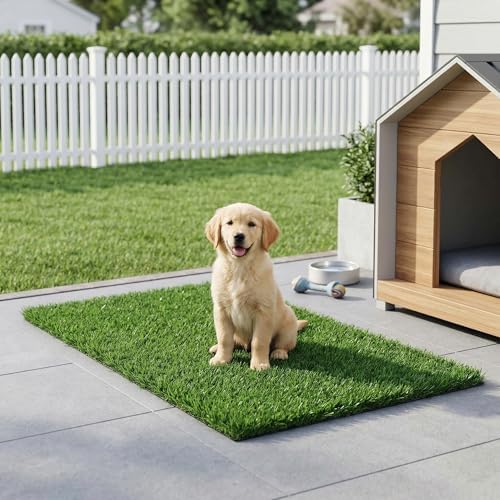Fasmov Green Artificial Grass Rug Grass Carpet Rug 3.2' x 6.5', Realistic Fake - Image 7