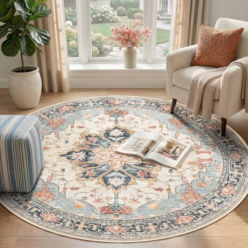 RELEANY Washable Area Rug, Round 4ft - Image 2