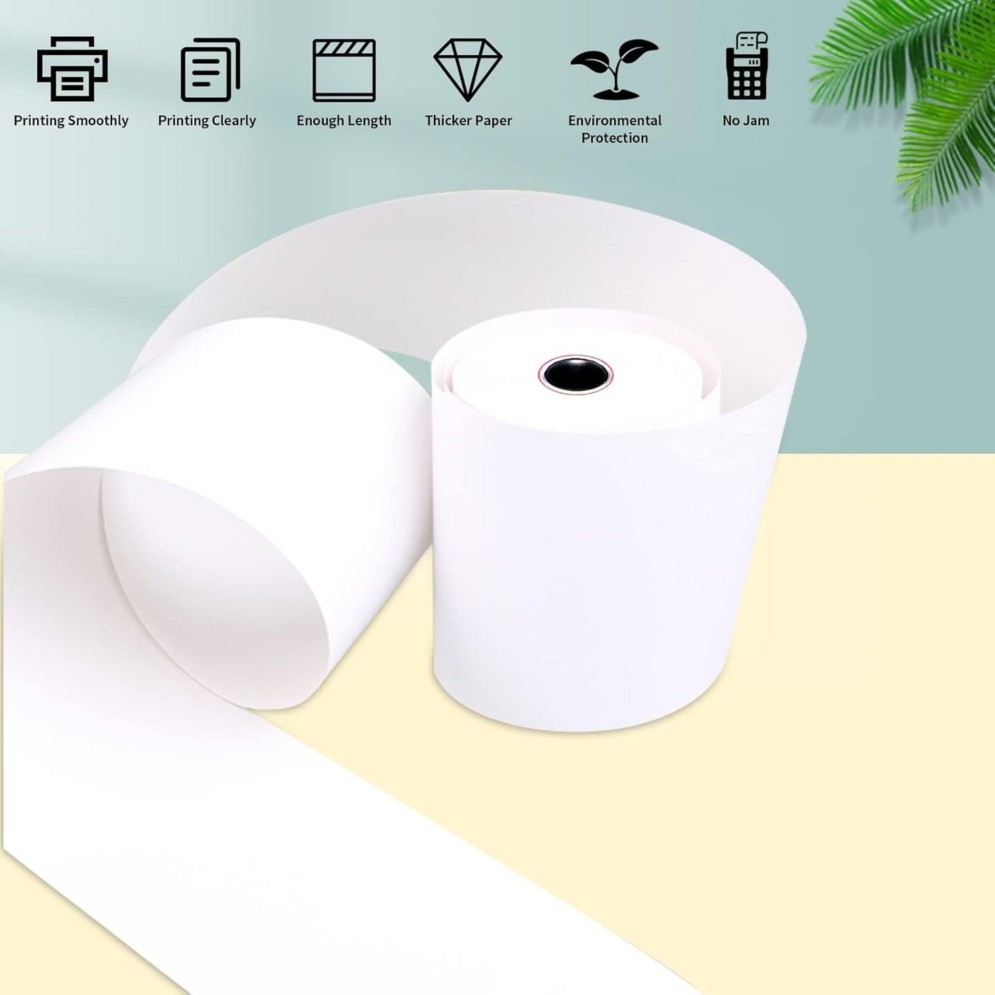 Jayard 2-1/4'' X 50' Thermal Paper Rolls for Credit Card - 58mm Cash Register Premium Tape Pos Printer Paper（50 Rolls）, White