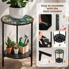 2-Tier Metal Round Side Table Accent Coffee Tables Small Space Corner Plant - Image 6