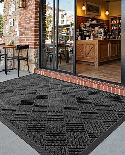 DEXI Front Door Mat Outside Entrance 36x60 Rubber Entry Doormat Black - Image 2