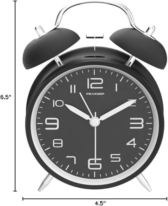 Peakeep 4 Inches Twin Bell Loud Alarm Clock - Image 8