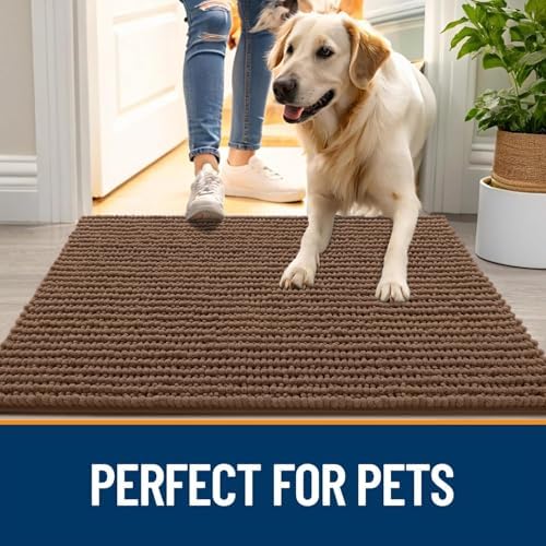 OLANLY Dog Door Mat for Muddy Paws 59x35, Extra Absorbent Chenille Mud Mat - Image 6